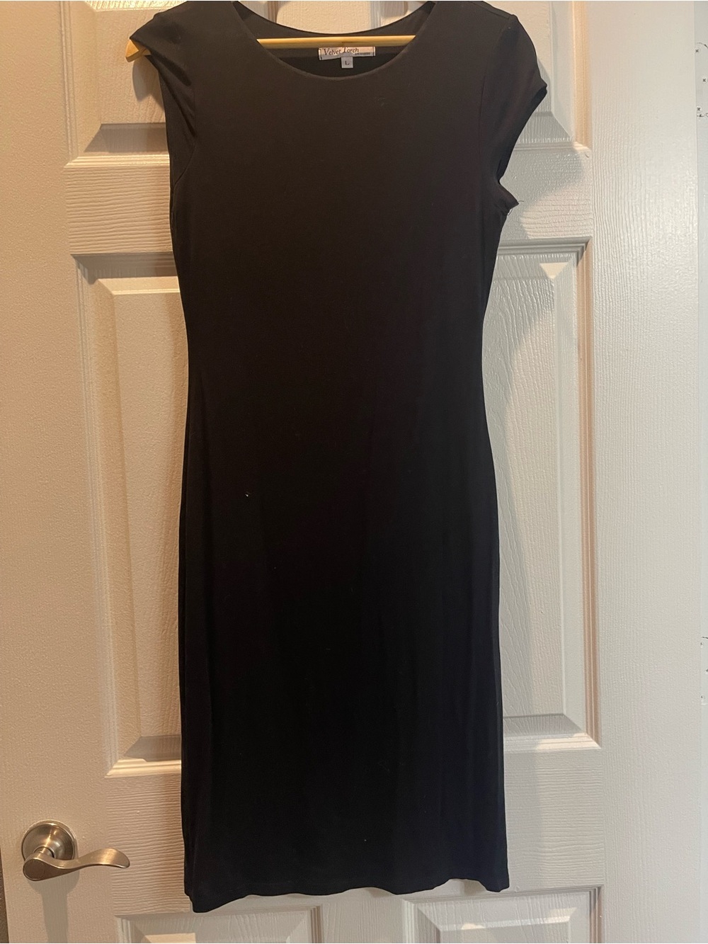 Velvet Black Cap-Sleeve Midi Dress